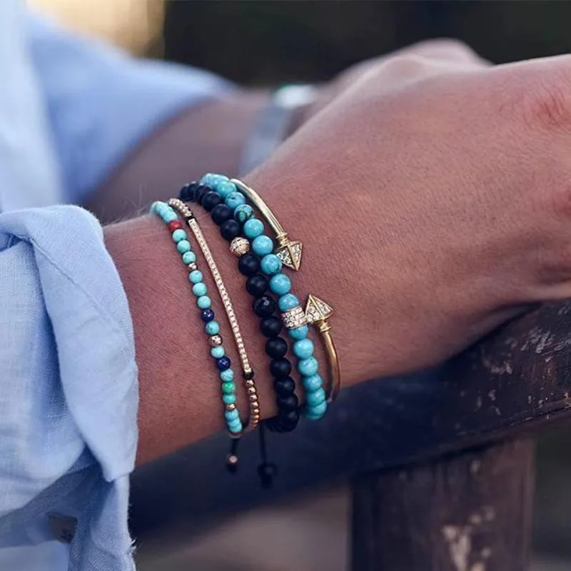 Natural Stone Gold Beaded Bracelet