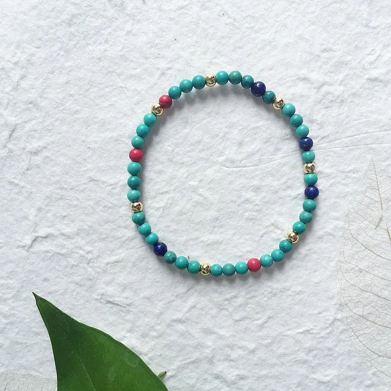 Natural Stone Gold Beaded Bracelet