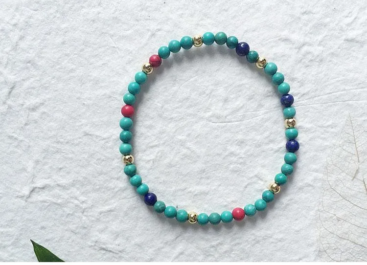 Natural Stone Gold Beaded Bracelet