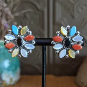 Navajo Made Multi-stone Ornate Earrings SWSG-ERN-0004