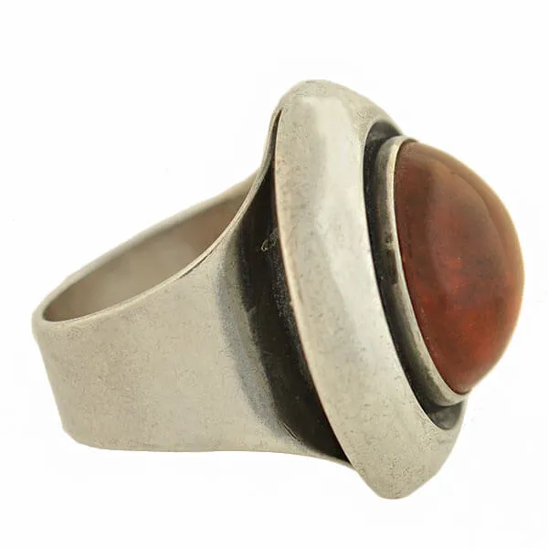 NEILS ERIK FROM Vintage Sterling Silver Amber Bracelet   Ring Set