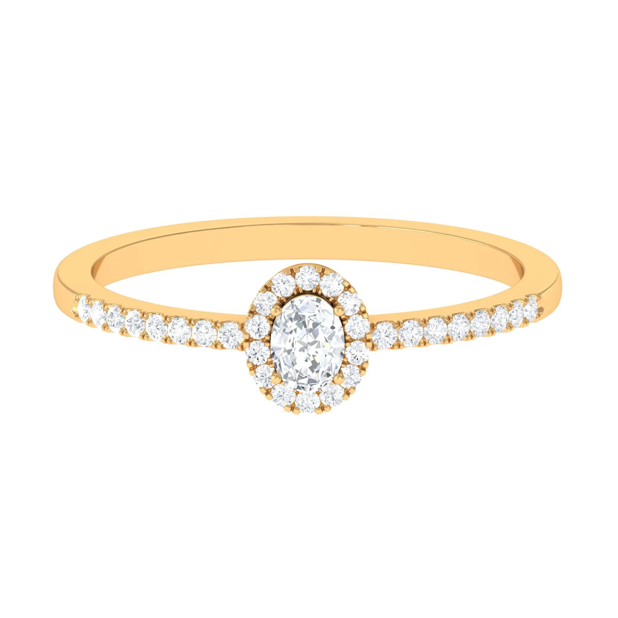 Oval Cut Certified Moissanite Halo Engagement Ring