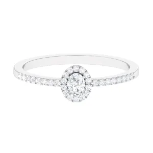 Oval Cut Certified Moissanite Halo Engagement Ring