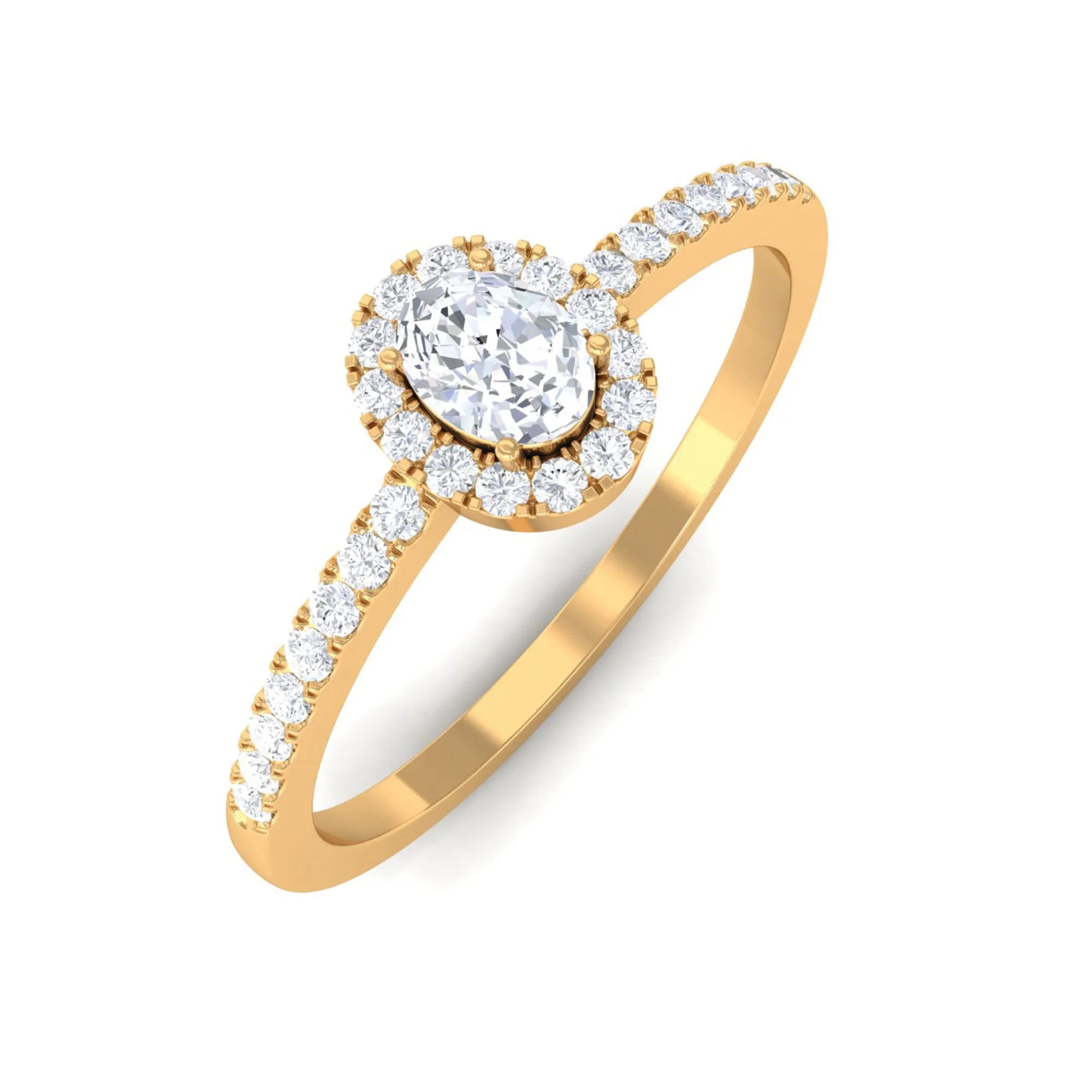 Oval Cut Certified Moissanite Halo Engagement Ring