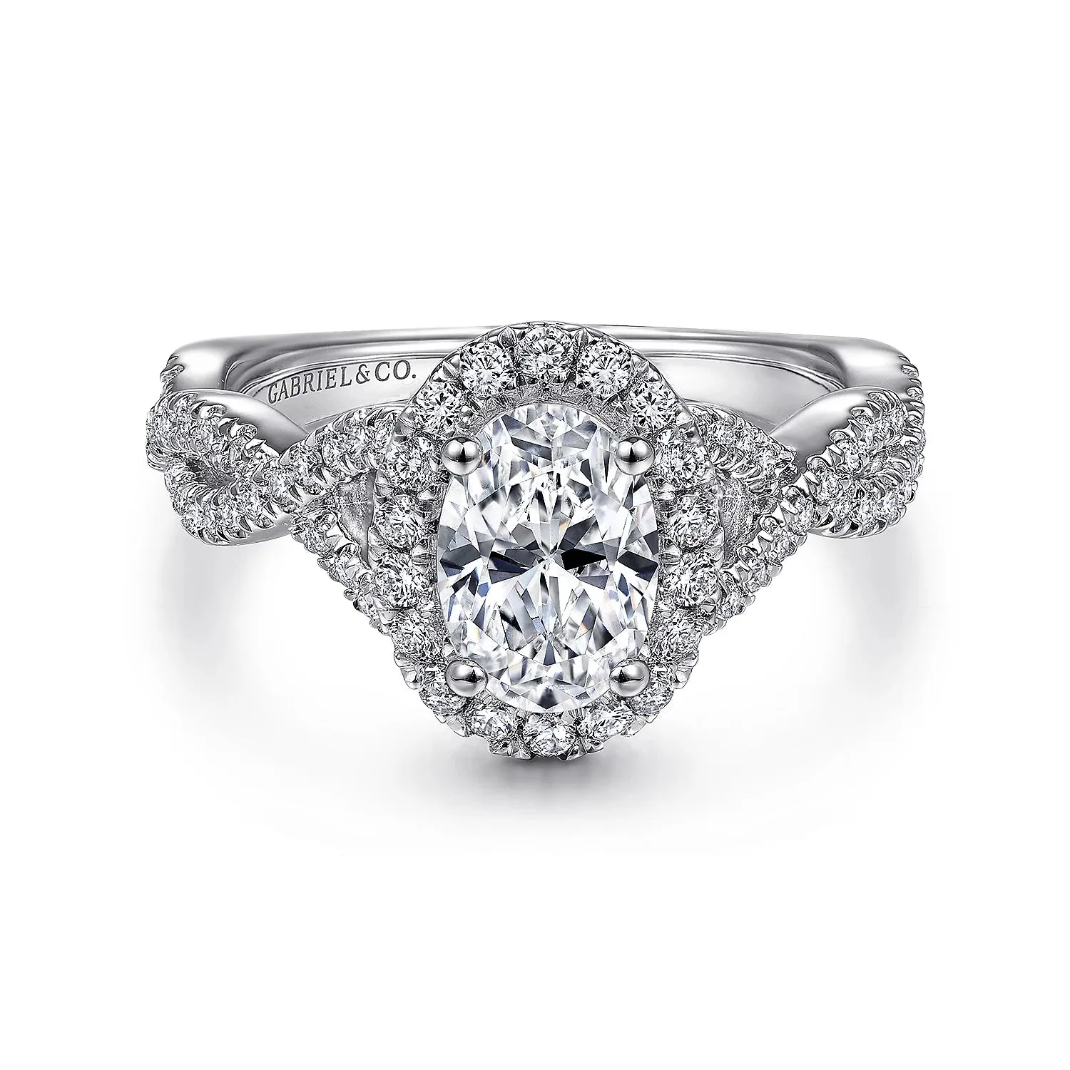 Oval Halo Twist Diamond Engagement Ring Mounting
