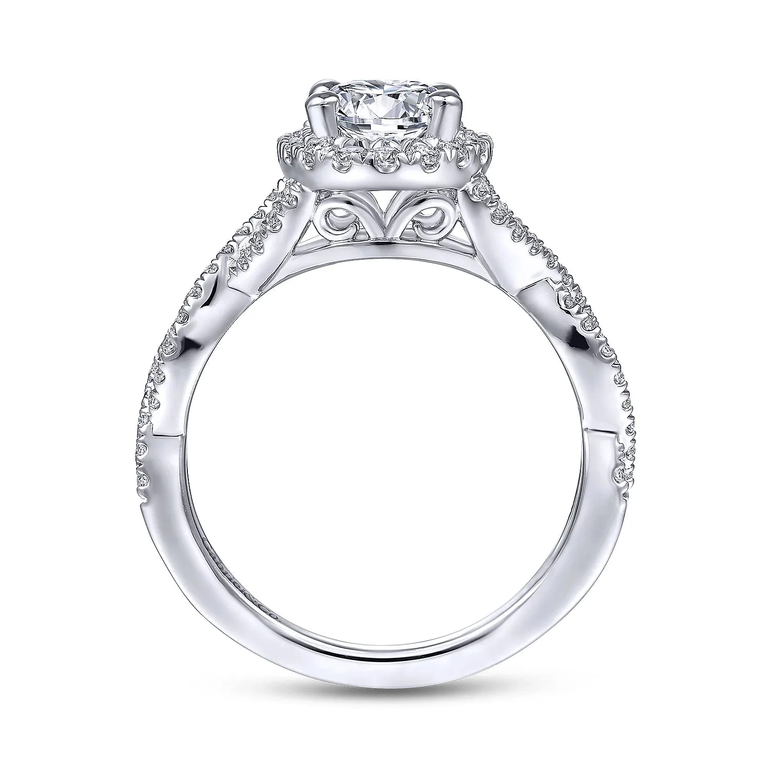 Oval Halo Twist Diamond Engagement Ring Mounting