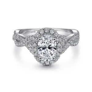 Oval Halo Twist Diamond Engagement Ring Mounting