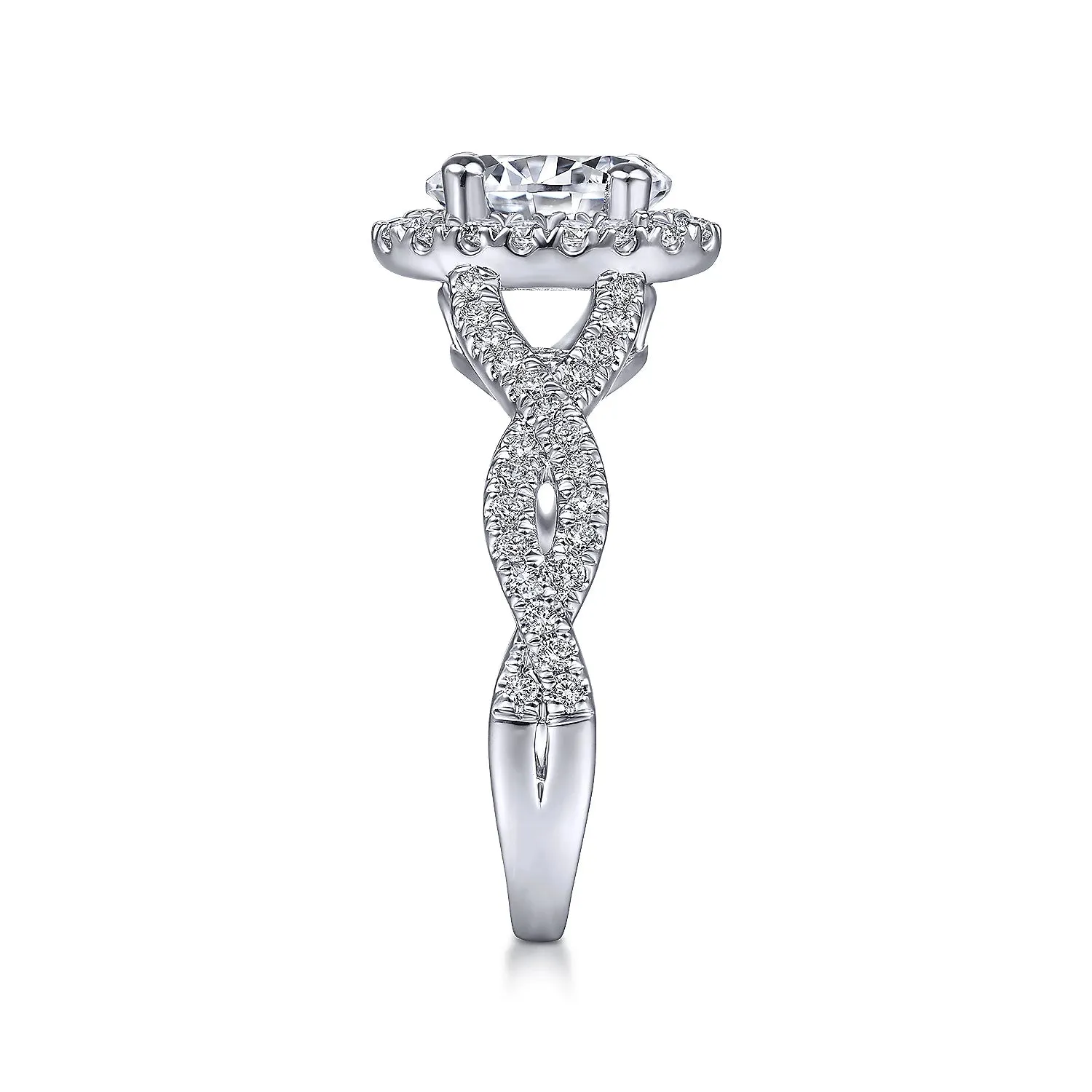 Oval Halo Twist Diamond Engagement Ring Mounting