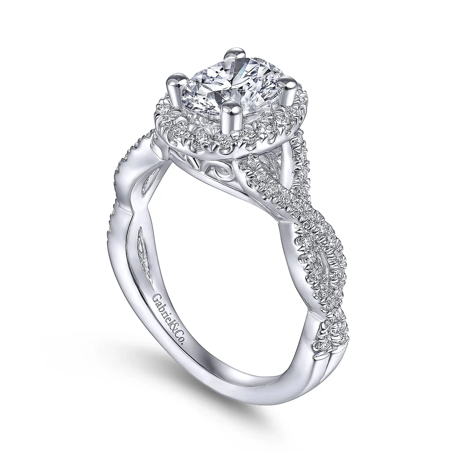 Oval Halo Twist Diamond Engagement Ring Mounting