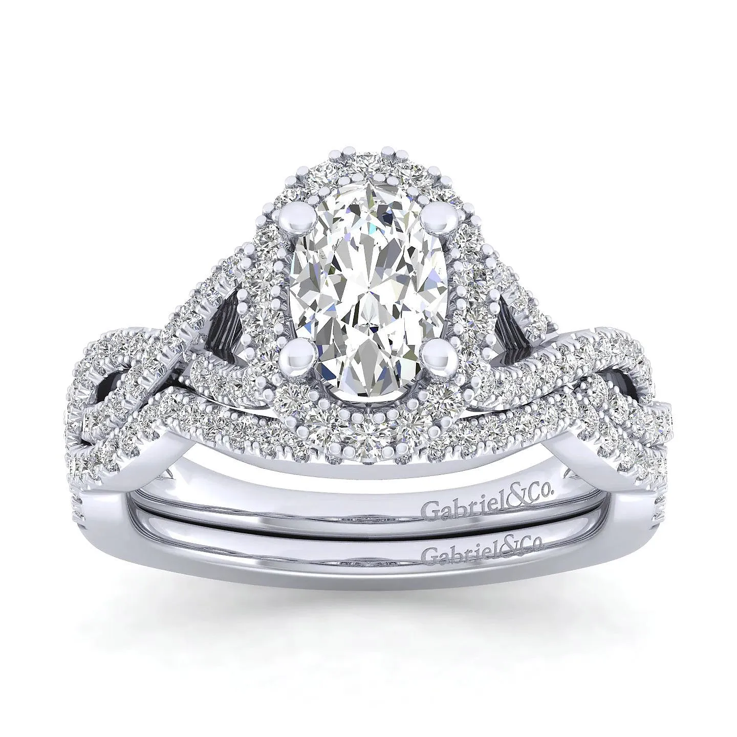 Oval Halo Twist Diamond Engagement Ring Mounting