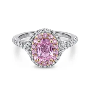 Oval Pink Sapphire Complete Diamond Engagement Ring