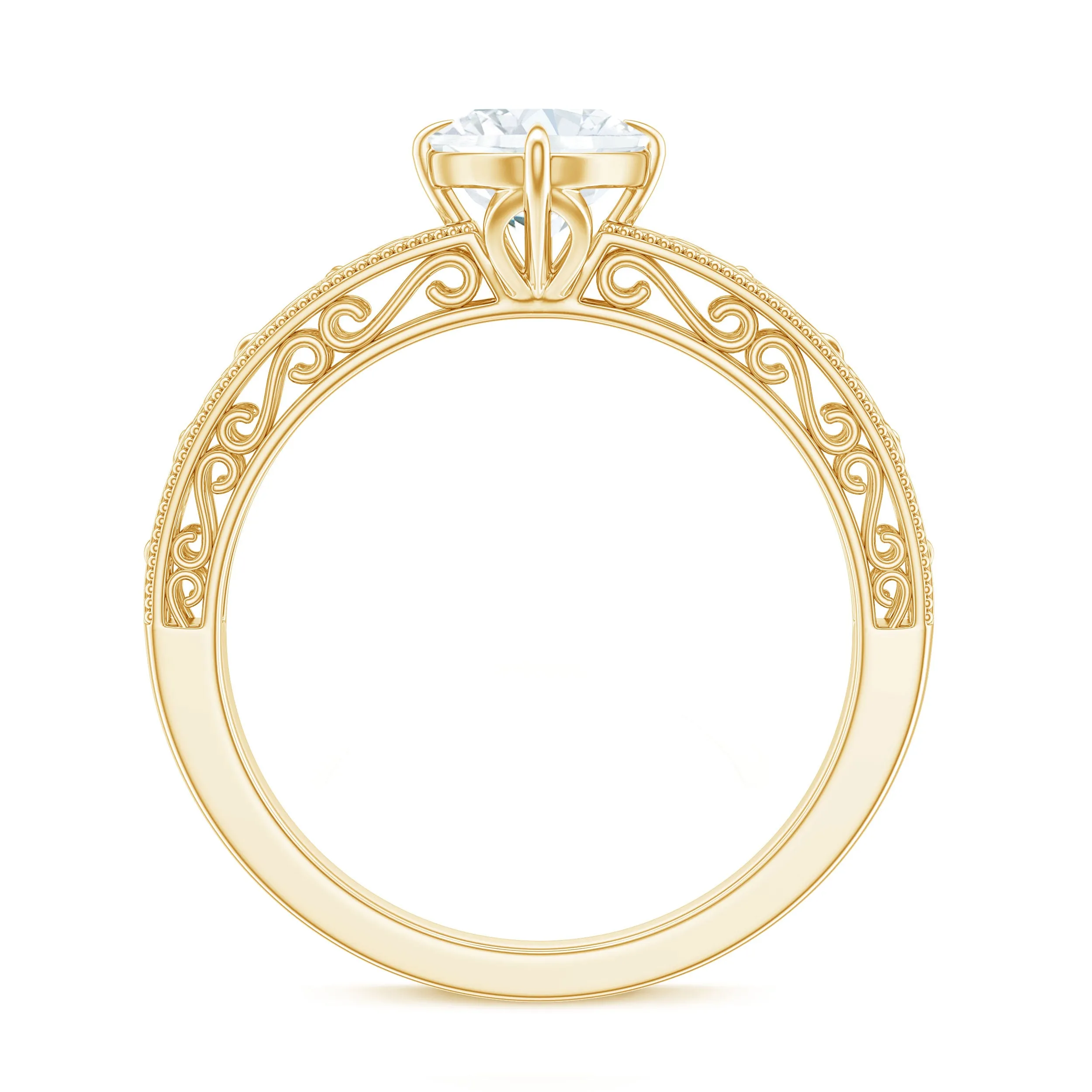 Oval Shape Solitaire Lab Grown Diamond Filigree Engagement Ring