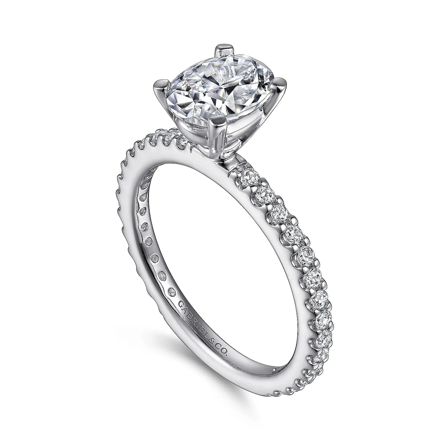 Oval Straight Style Diamond Engagement Ring Mounting