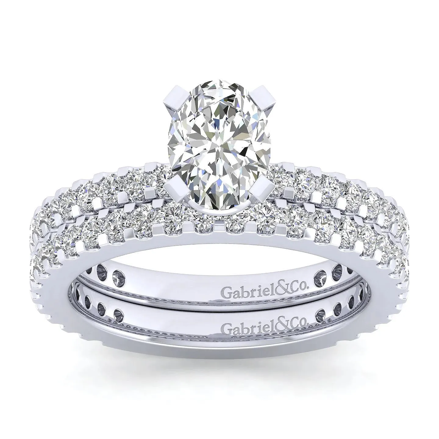 Oval Straight Style Diamond Engagement Ring Mounting