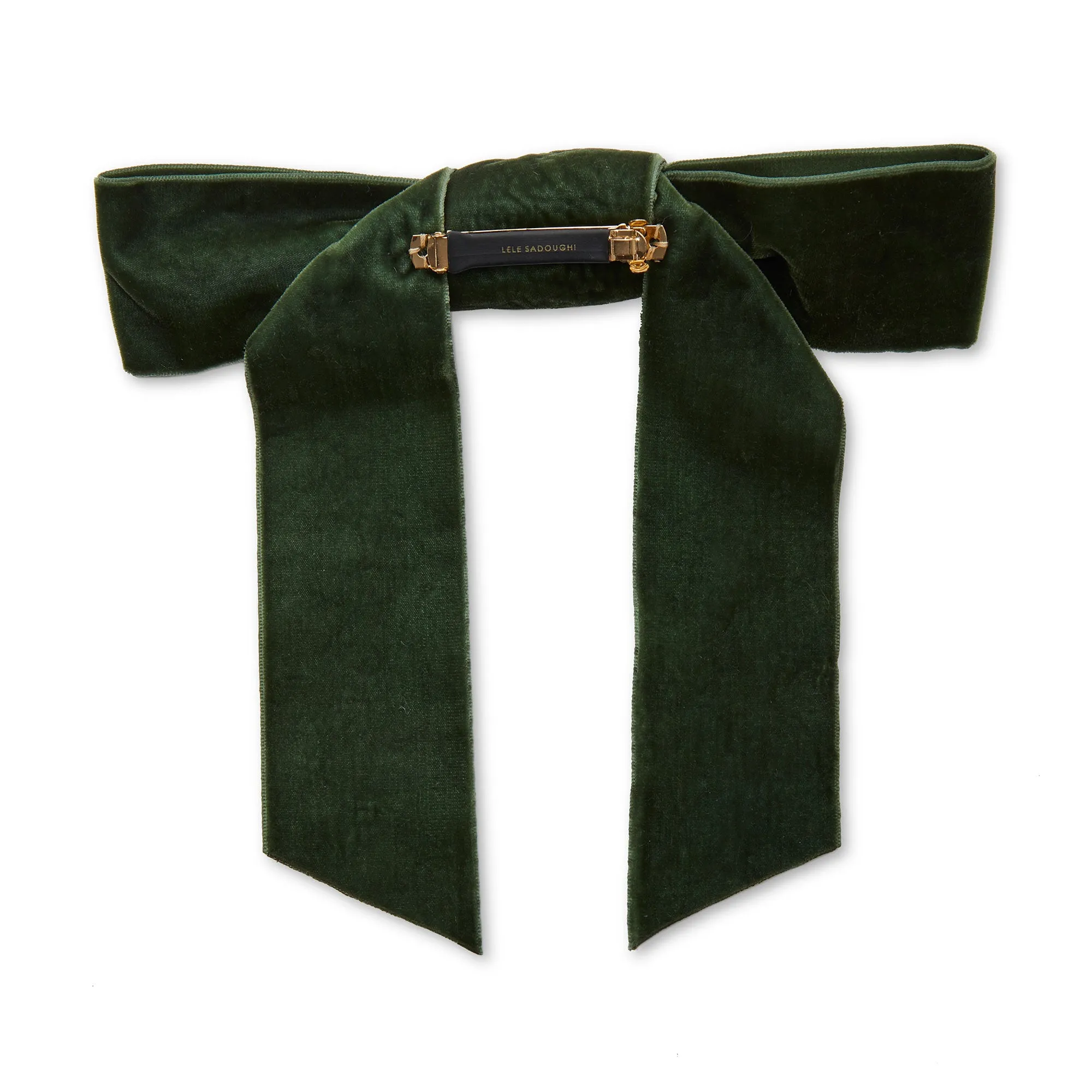 PINE GREEN SHIRLEY VELVET BOW BARRETTE