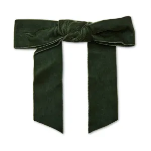 PINE GREEN SHIRLEY VELVET BOW BARRETTE