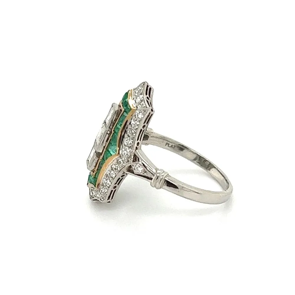 Platinum .68tcw Emerald Cut Diamonds, 1.14tcw Emerald & .42tcw Diamond Ring at Regard Jewelry in Austin, Texas