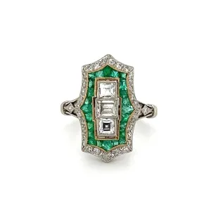 Platinum .68tcw Emerald Cut Diamonds, 1.14tcw Emerald & .42tcw Diamond Ring at Regard Jewelry in Austin, Texas