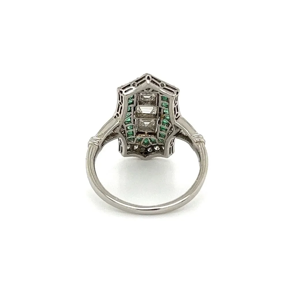 Platinum .68tcw Emerald Cut Diamonds, 1.14tcw Emerald & .42tcw Diamond Ring at Regard Jewelry in Austin, Texas
