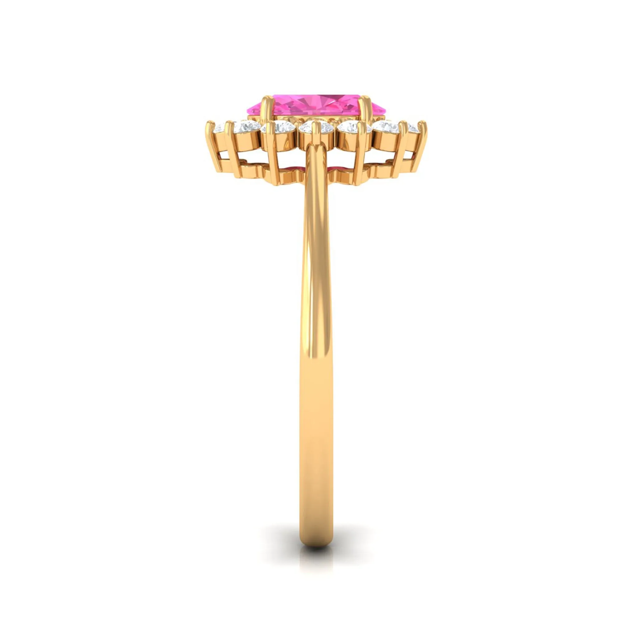 Princess Diana Inspired Oval Cut Pink Sapphire Engagement Ring Diamond Halo