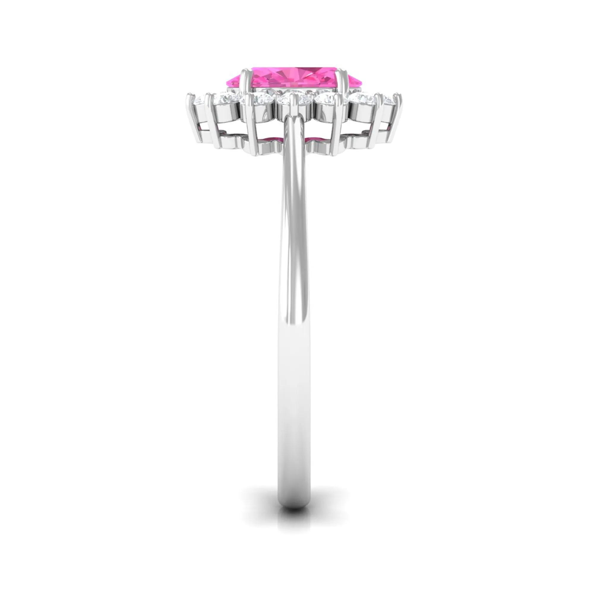 Princess Diana Inspired Oval Cut Pink Sapphire Engagement Ring Diamond Halo