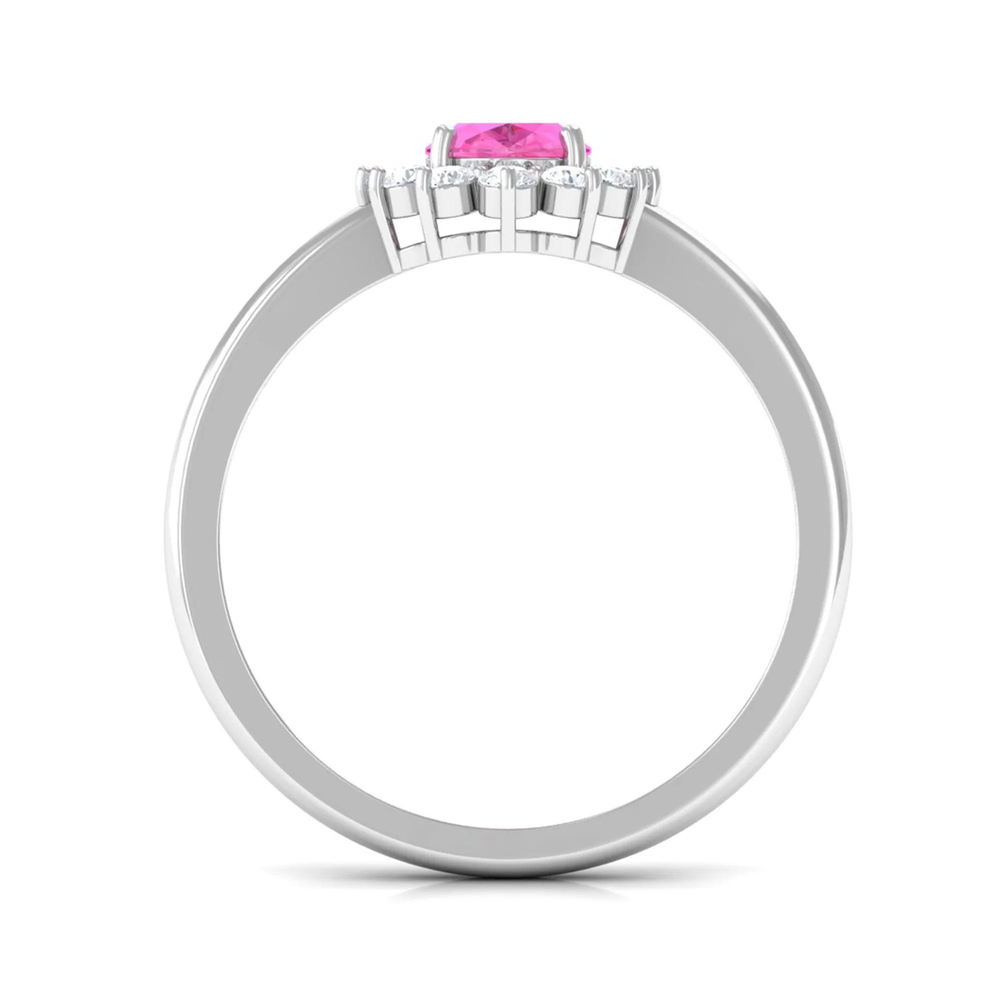 Princess Diana Inspired Oval Cut Pink Sapphire Engagement Ring Diamond Halo