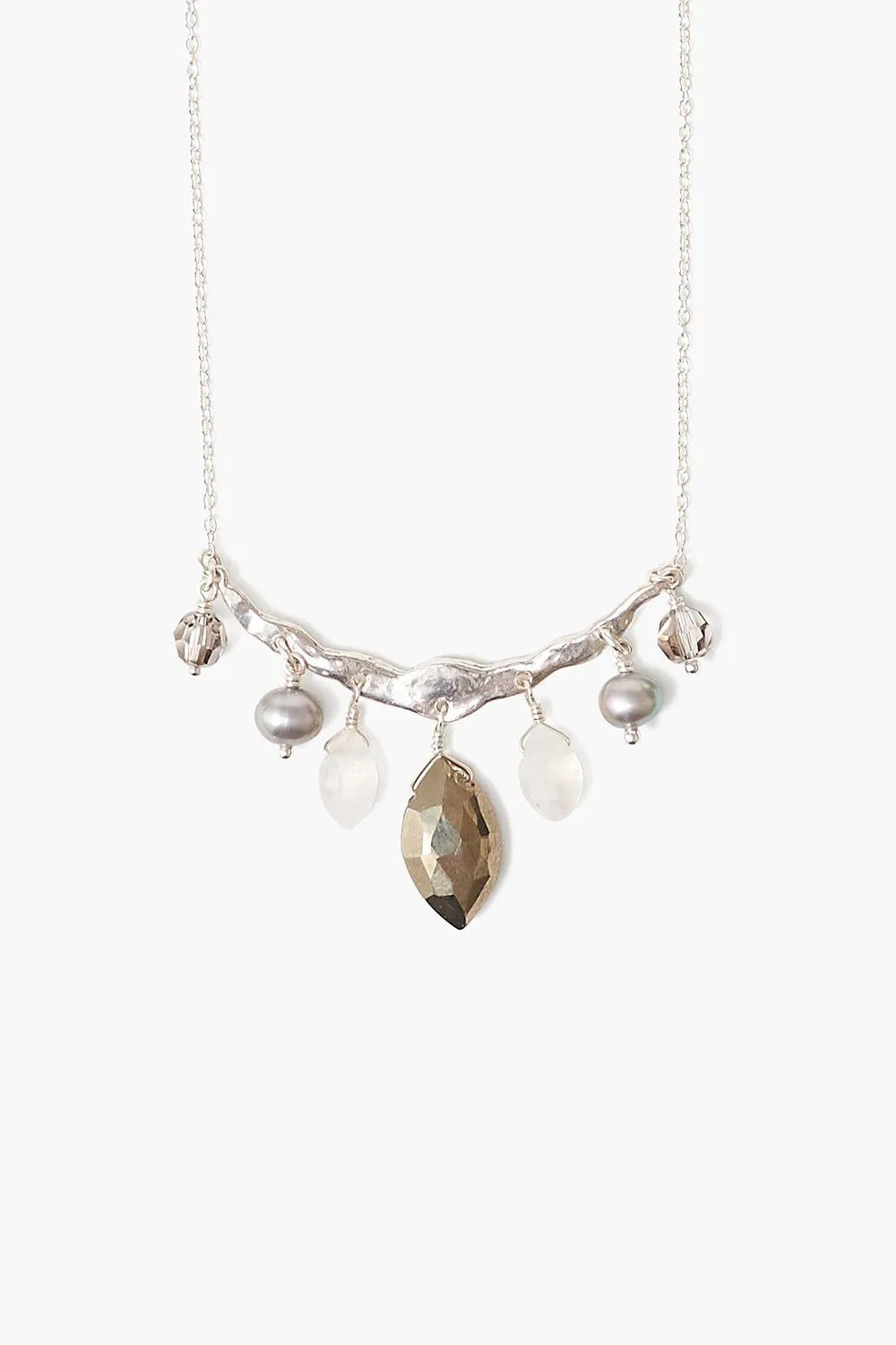 Pyrite Mix Crescent Necklace