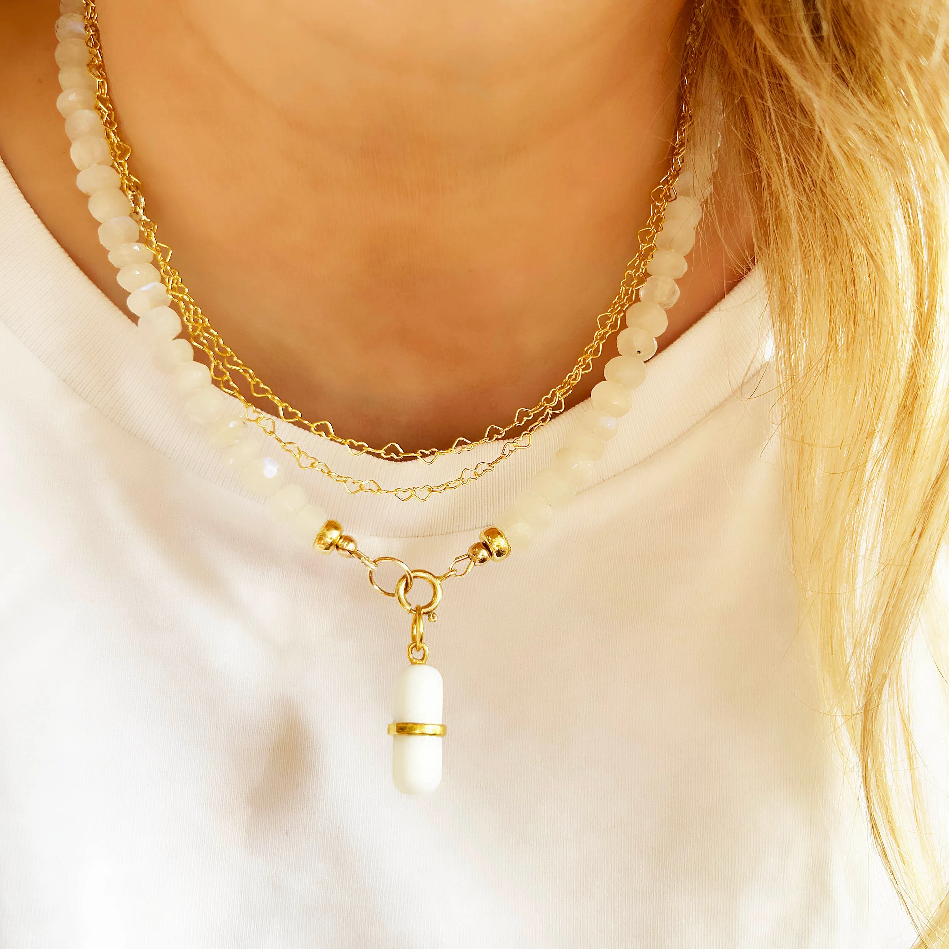 Rainbow Moonstone Gemstone Necklace