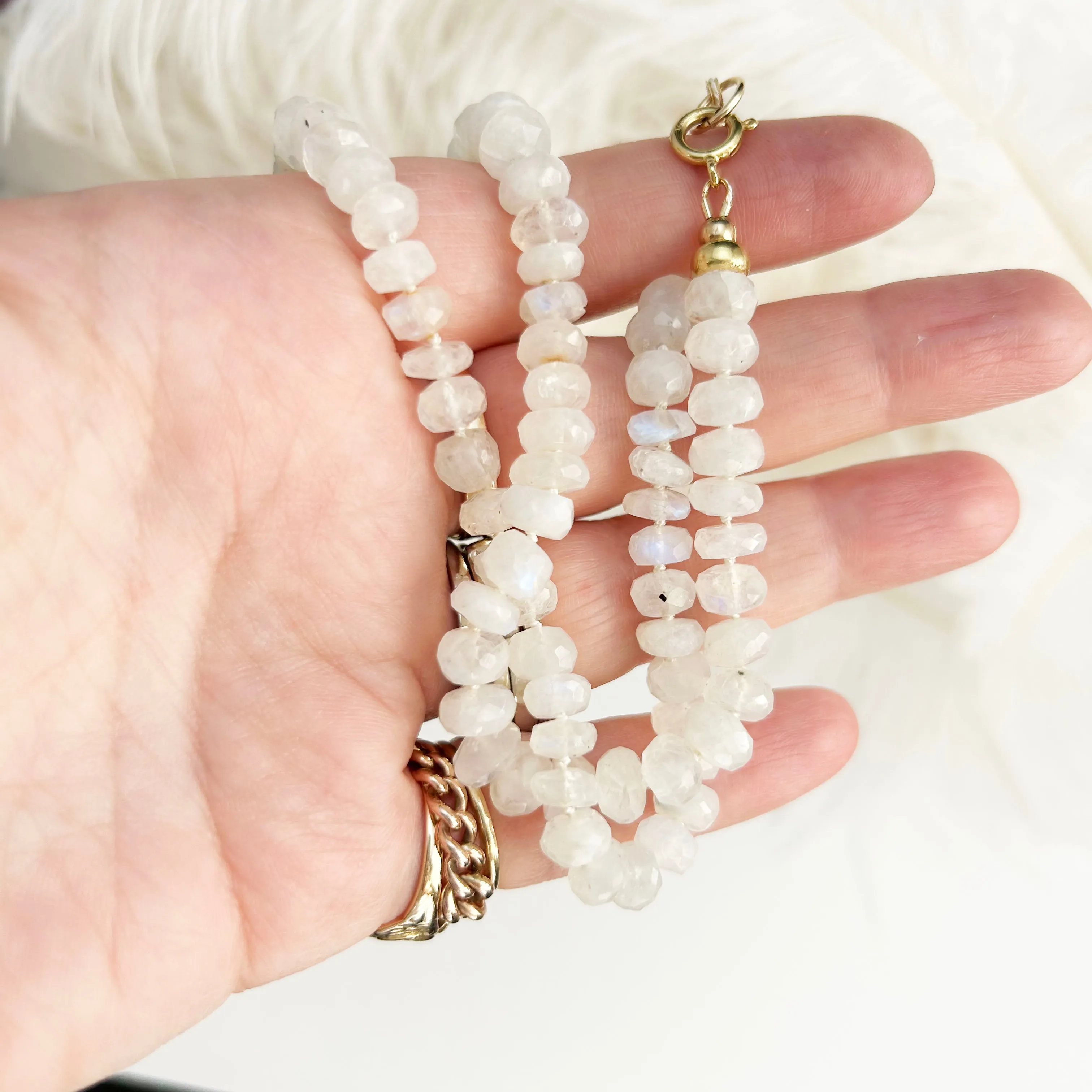 Rainbow Moonstone Gemstone Necklace