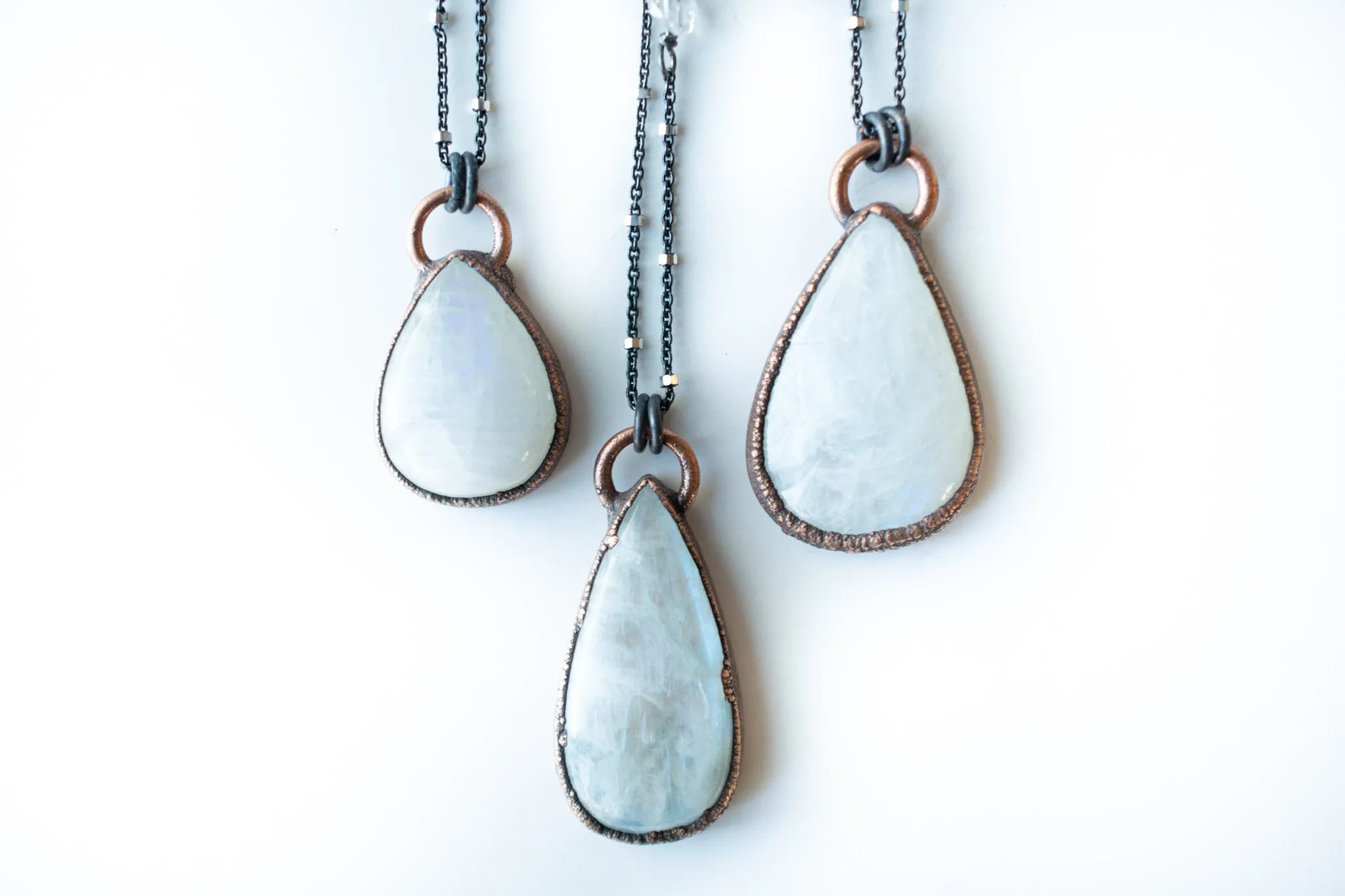 Rainbow moonstone necklace | Simple stone necklace