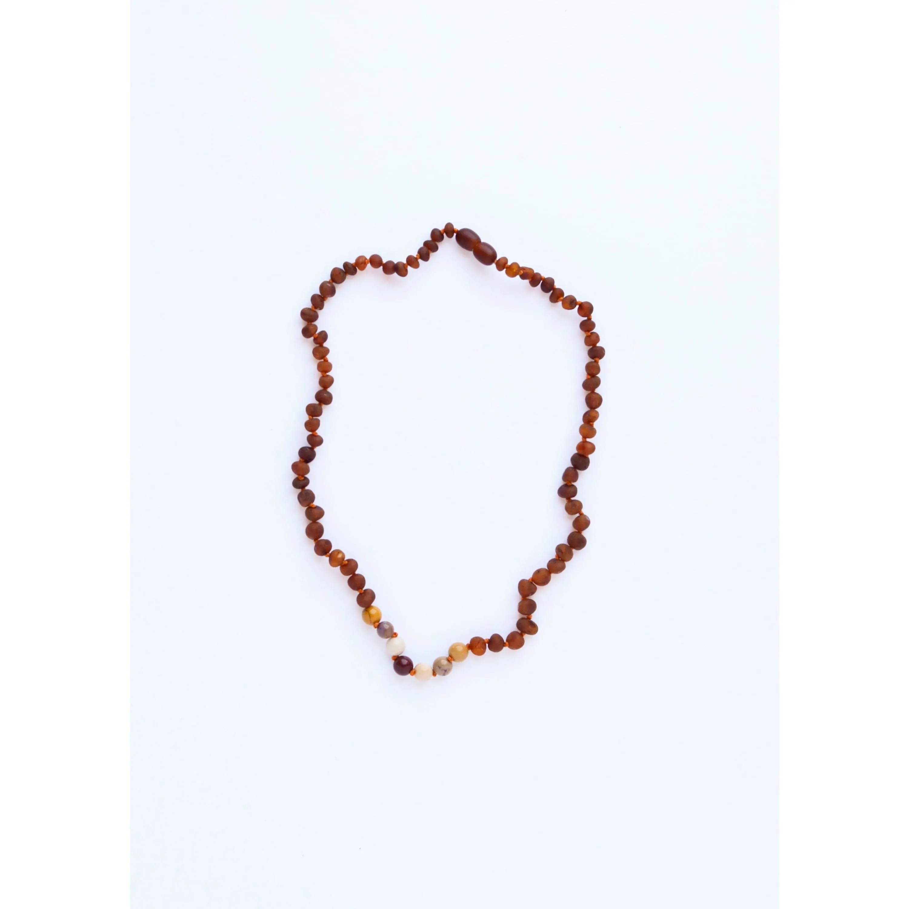 Raw Cognac Amber   Mookaite Jasper Necklace