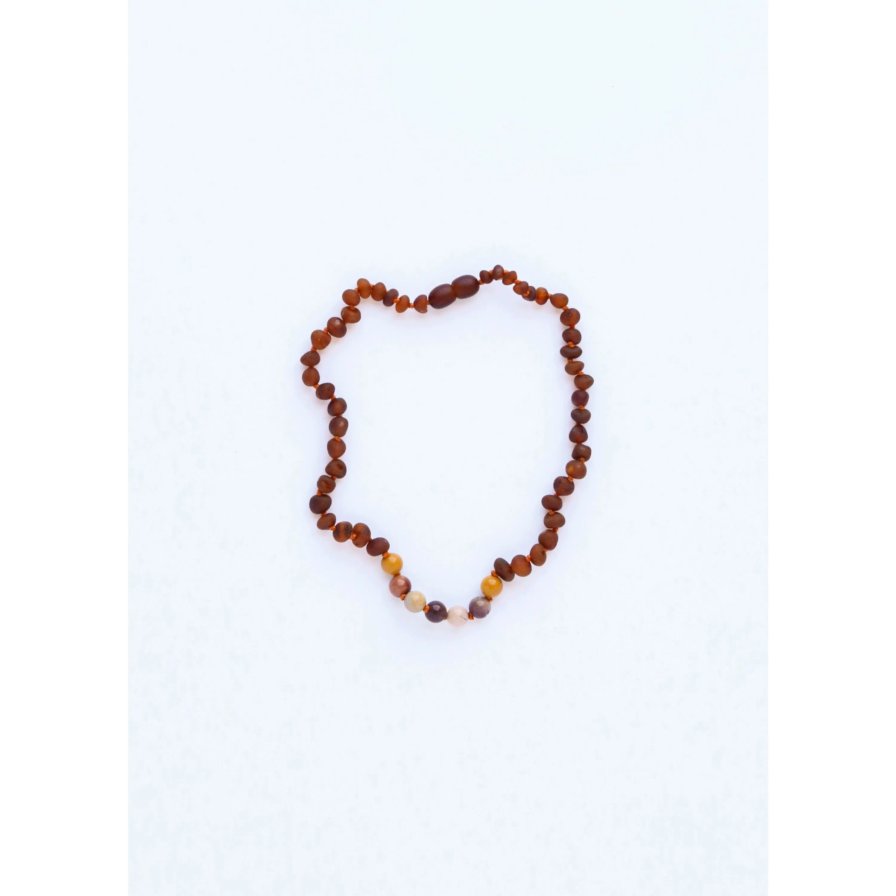 Raw Cognac Amber   Mookaite Jasper Necklace