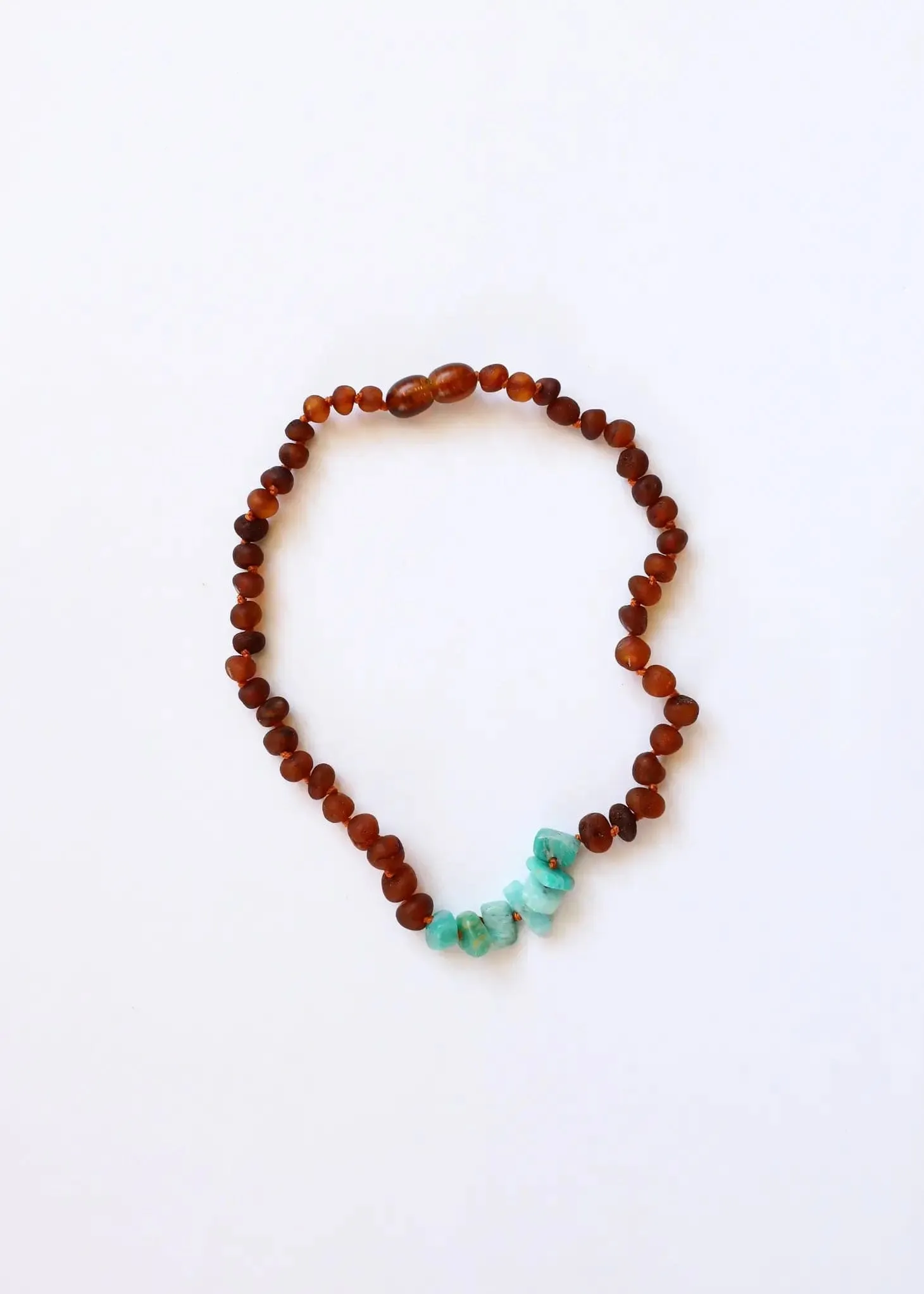 Raw Cognac Amber   Raw Amazonite Necklace