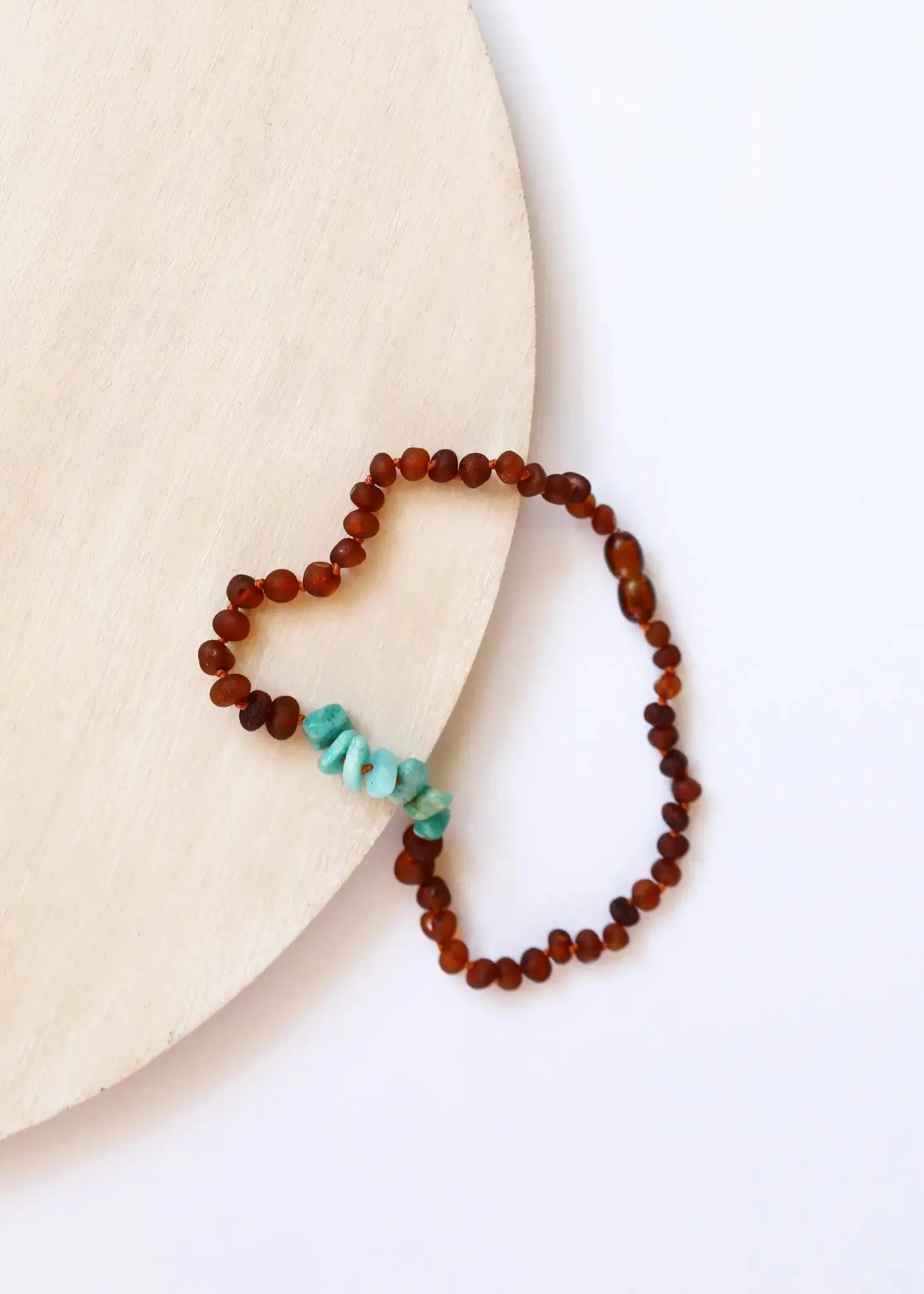 Raw Cognac Amber   Raw Amazonite Necklace
