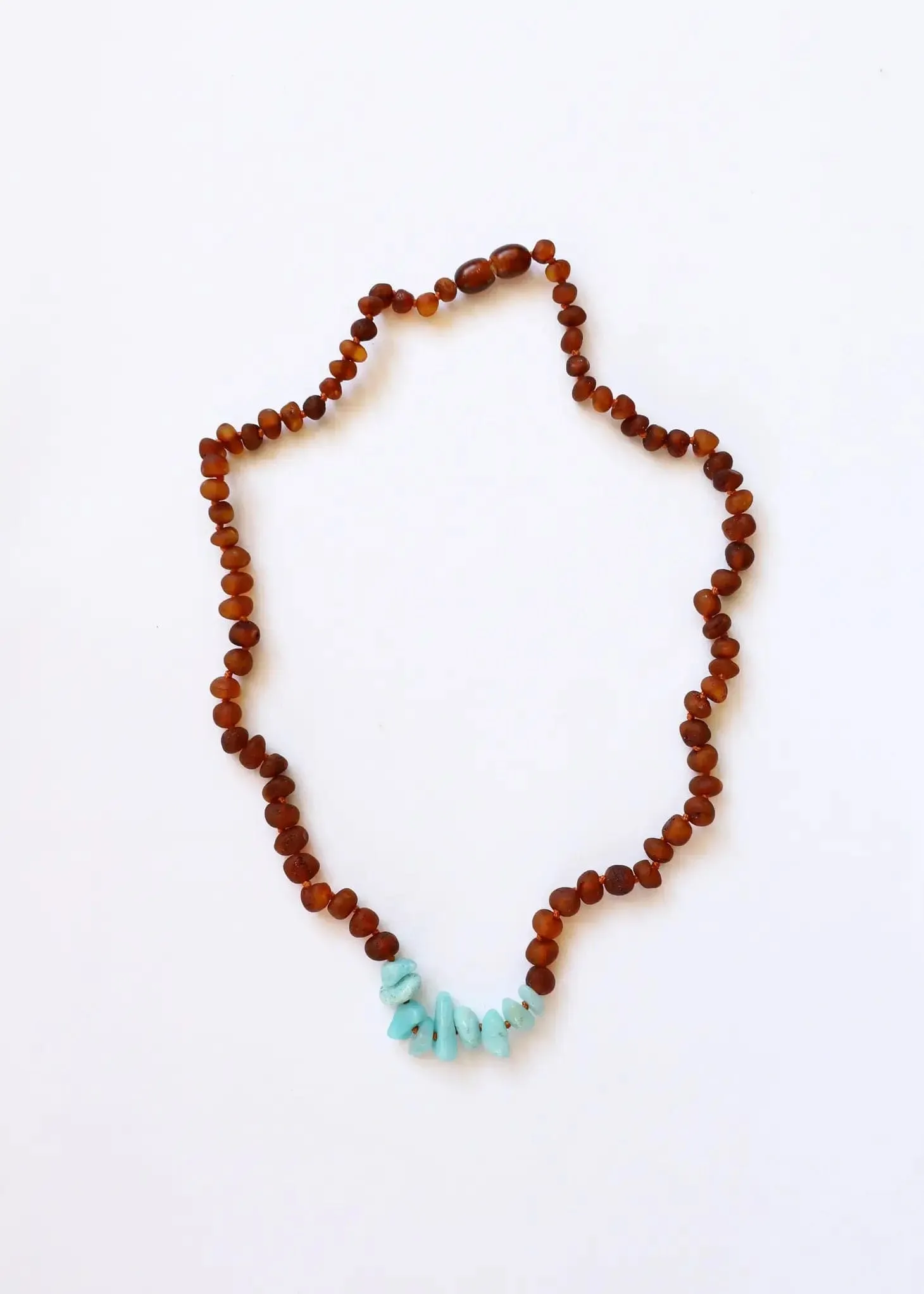 Raw Cognac Amber   Raw Amazonite Necklace