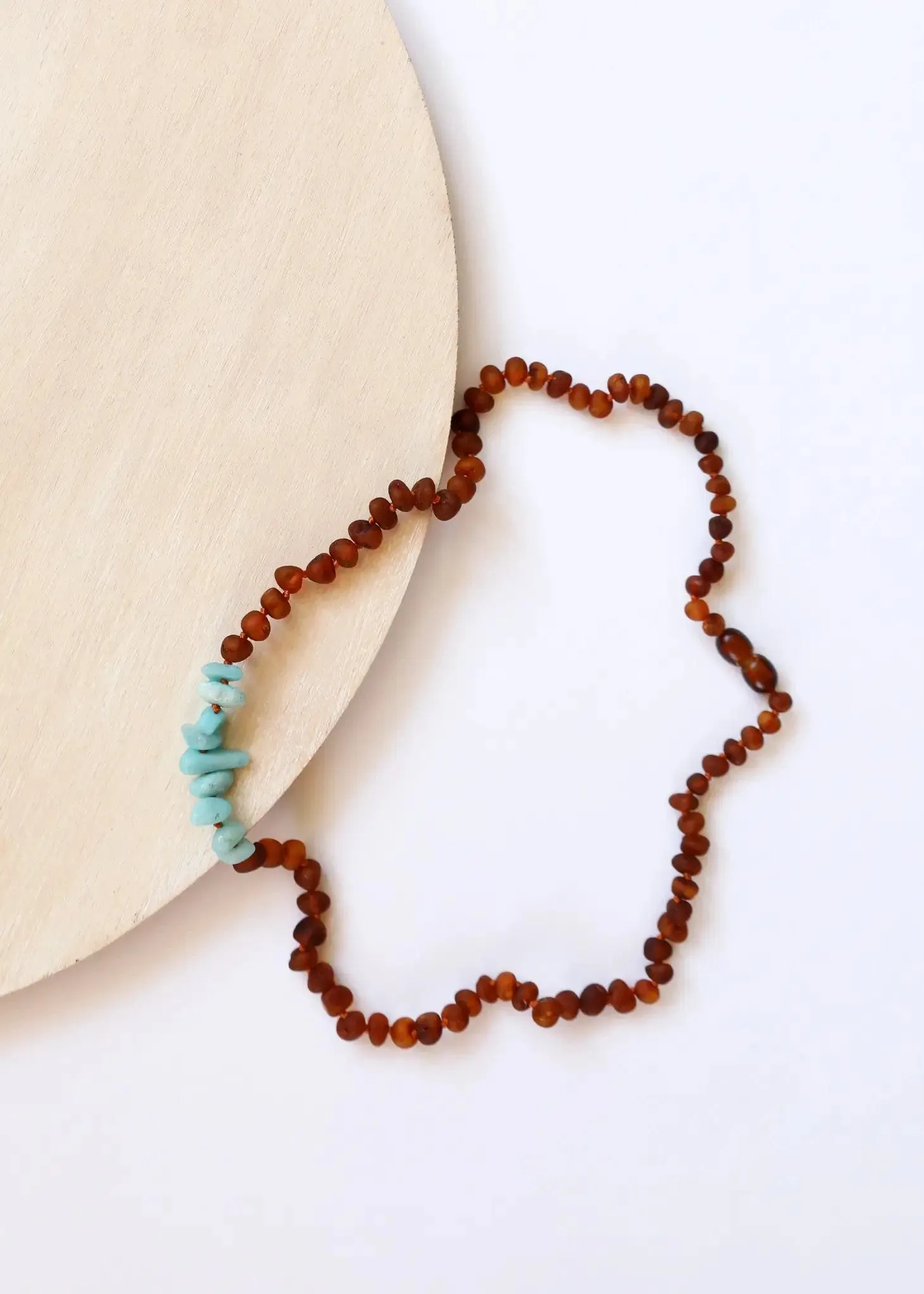 Raw Cognac Amber   Raw Amazonite Necklace