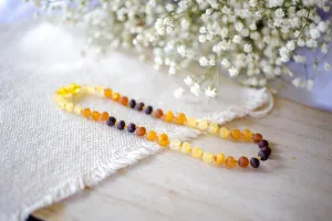 Raw Tri-Fade , Lemon, Honey, Apricot, and Cherry Baltic Amber Necklace