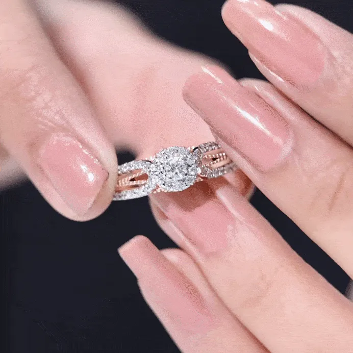 Real Diamond Designer Engagement Ring in Split Shank