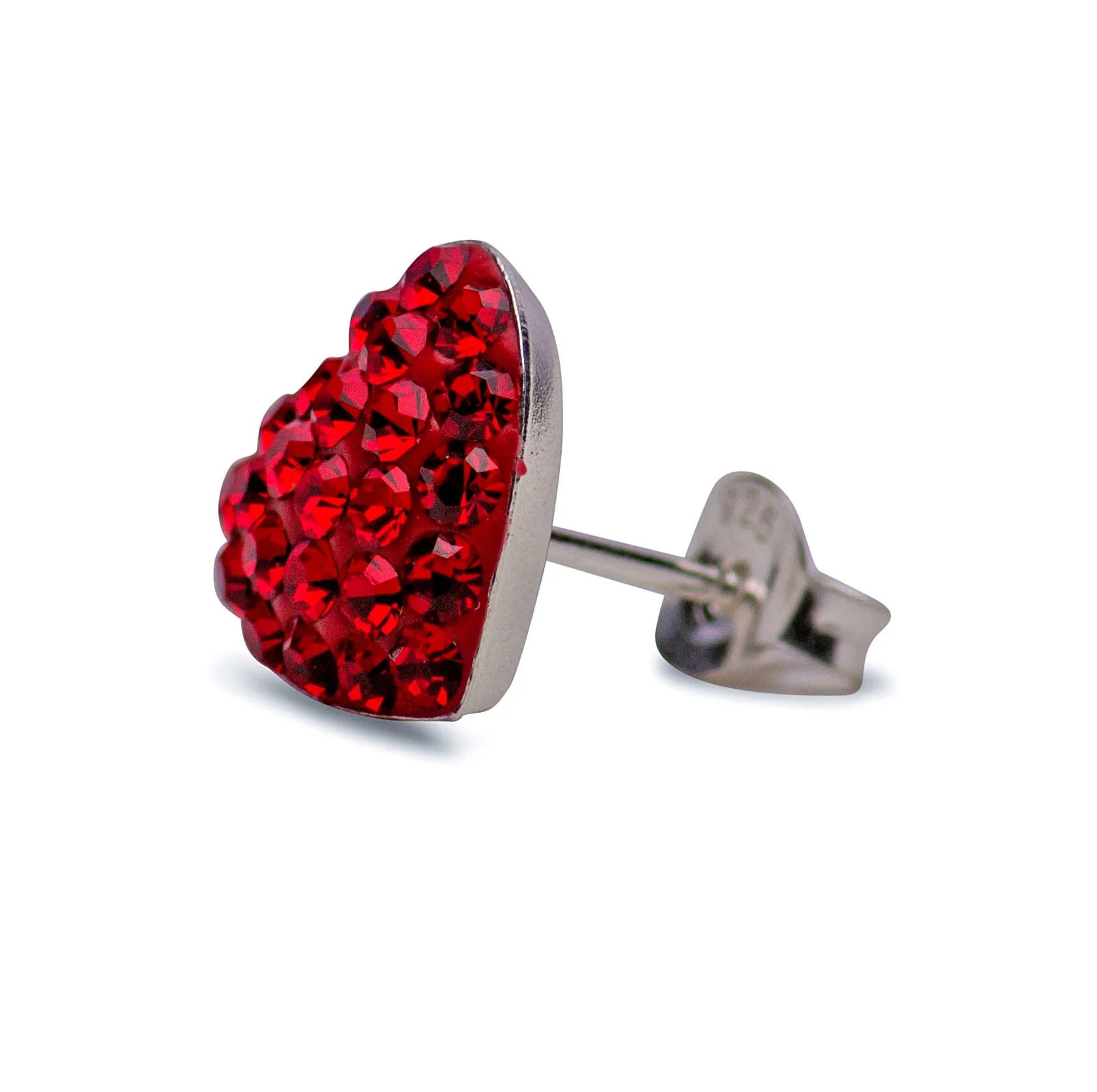 Red Crystal Heart Earrings