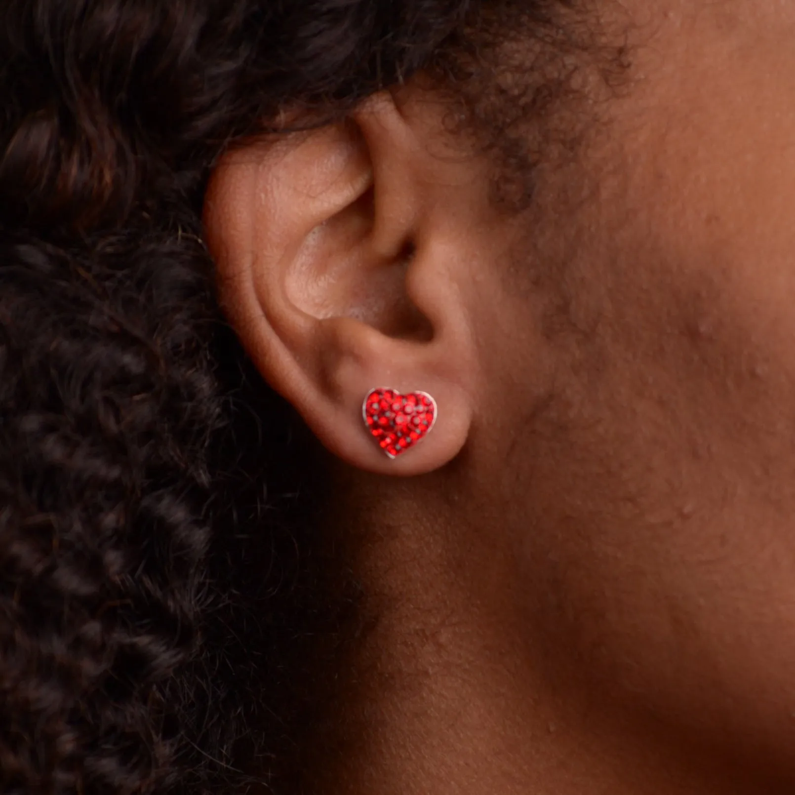 Red Crystal Heart Earrings