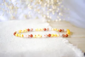 Red Jasper, Moonstone, Sunstone   Raw Lemon Baltic Amber Necklace ll Teething ll Calming ll Pain