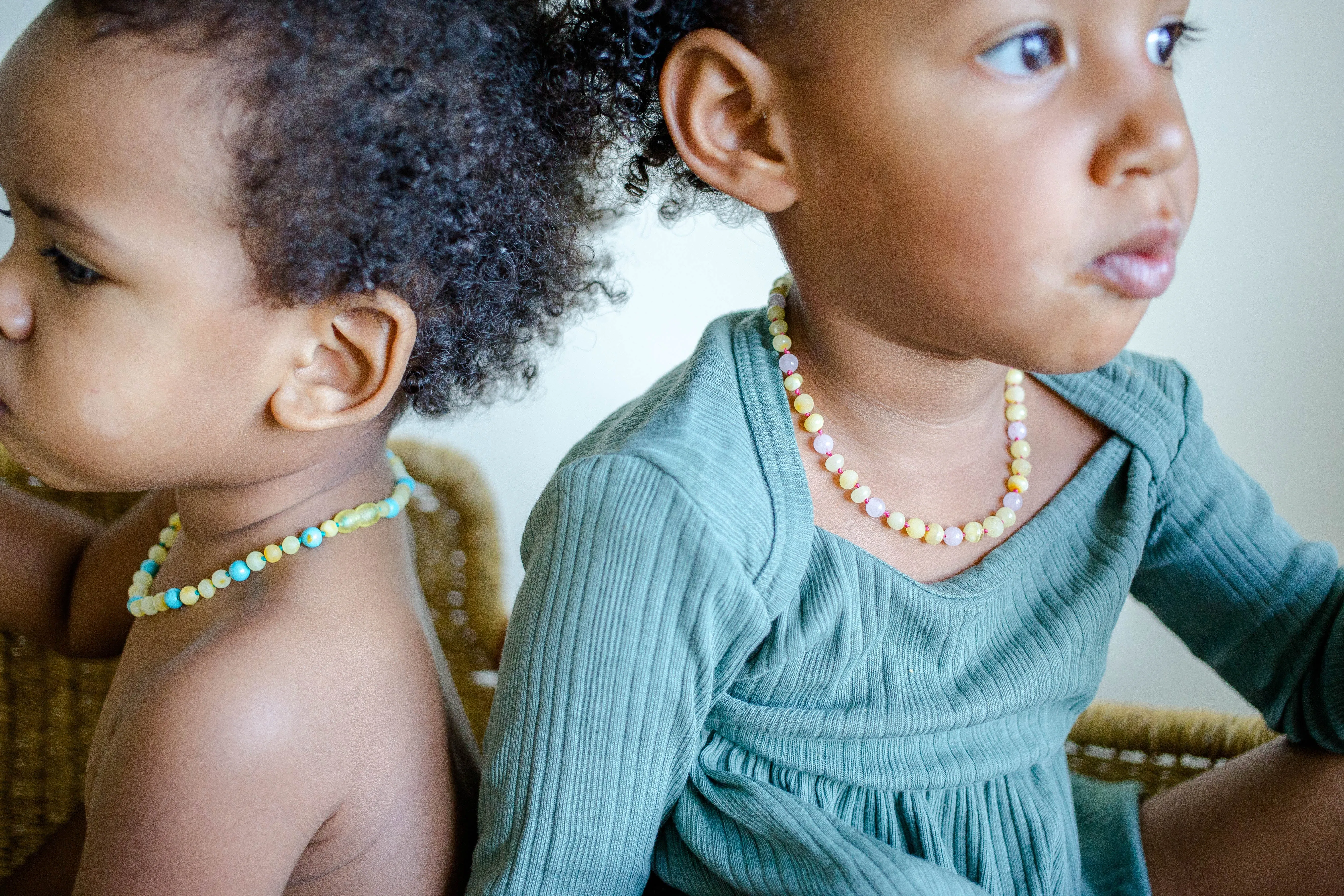Rose Quartz   Raw and Polished Lemon Baltic Amber Teething Necklace ( Pop   Screw Clasps ) ll Pain ll Calming ll Arthritis