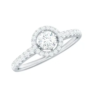 Round Cut Moissanite Halo Promise Ring in Gold