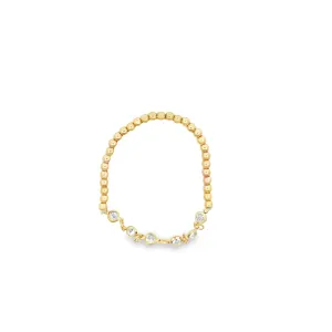 Round CZ Charm Link Half Beaded Bracelet (I45B)