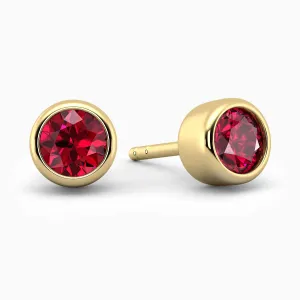 Round Shape Ruby Earrings in Gold - Irosk ®