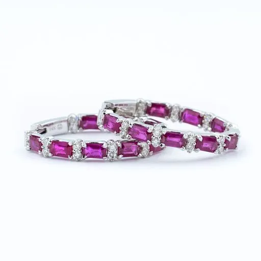 Ruby & Diamond Hoop Earrings