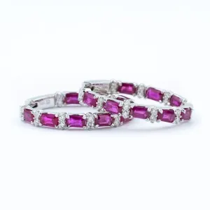 Ruby & Diamond Hoop Earrings