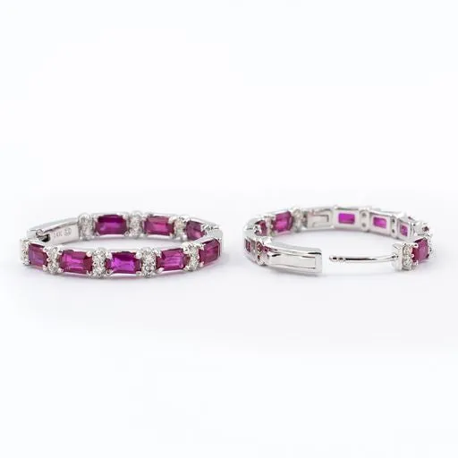 Ruby & Diamond Hoop Earrings