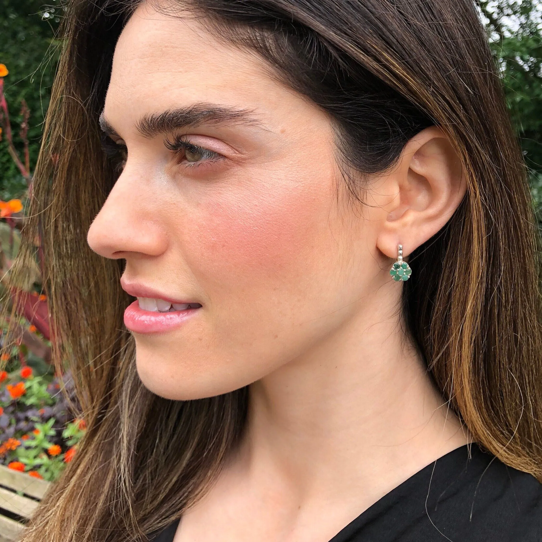 Ruby Flower Earrings - Flower Drop Earrings - Vintage Flower Earrings