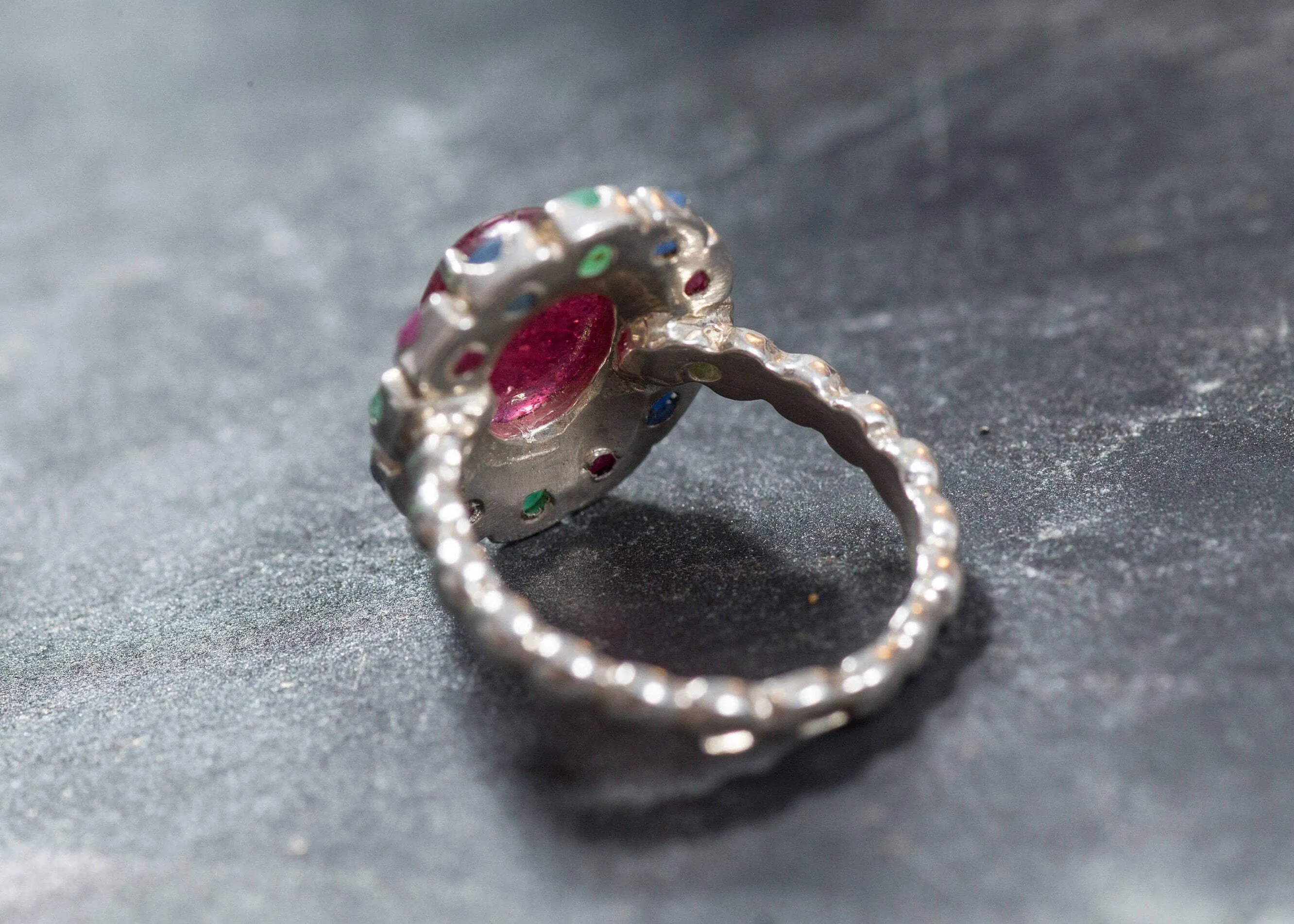 Ruby Flower Ring - Statement Flower Ring - Red Victorian Ring